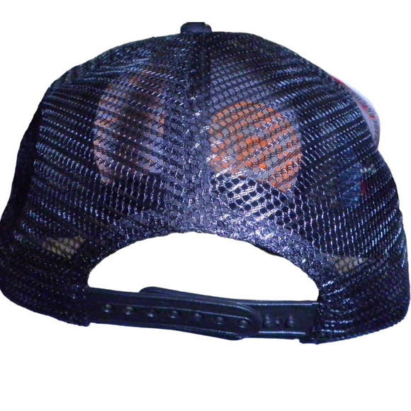 Tennessee TN Ball Cap, Black Mesh, Orange Embroidery, Snapback Trucker Hat - Picture 3 of 4
